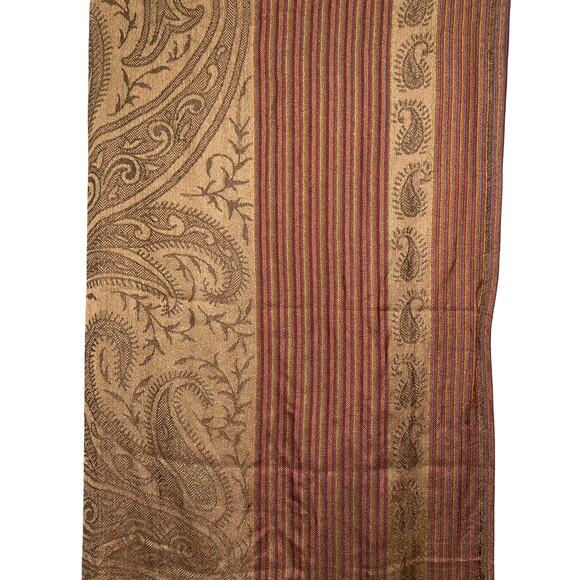 Reversible Paisley Pashmina shawl with a striped pattern and fringe trim - Picture 2 of 5